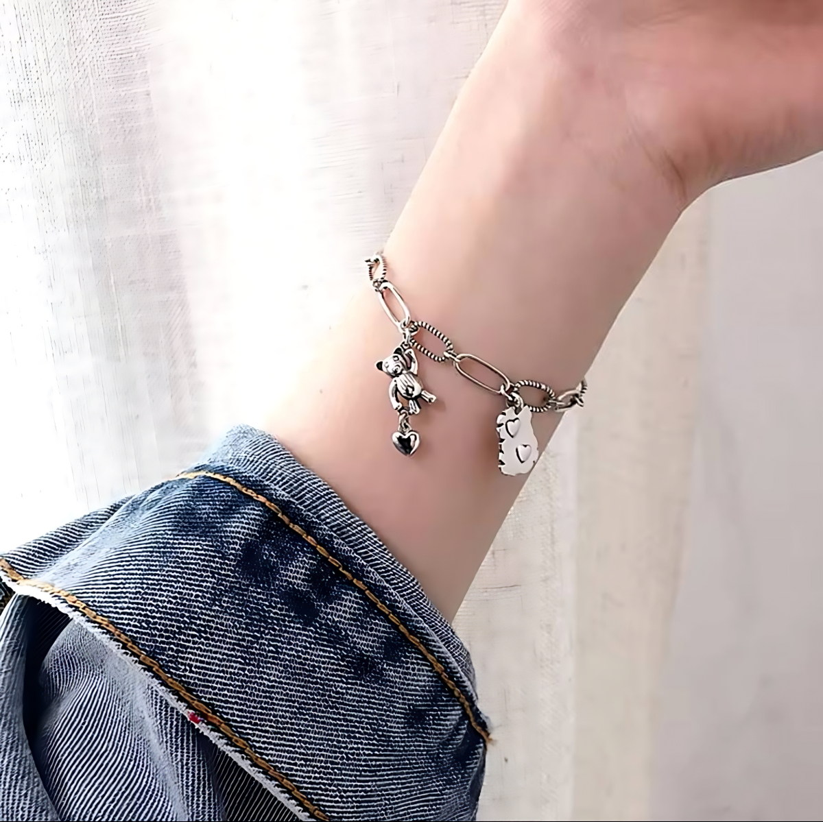 браслет с мишкой, браслет в стиле панк, браслет с сердцем, браслет с сердечком, браслет на 14 февраля, украшение с мишкой, украшение с сердцем, украшение с сердечком, украшения в стиле панк, браслет женский купить, подарок на 14 февраля, купить браслет, купить браслет женский 